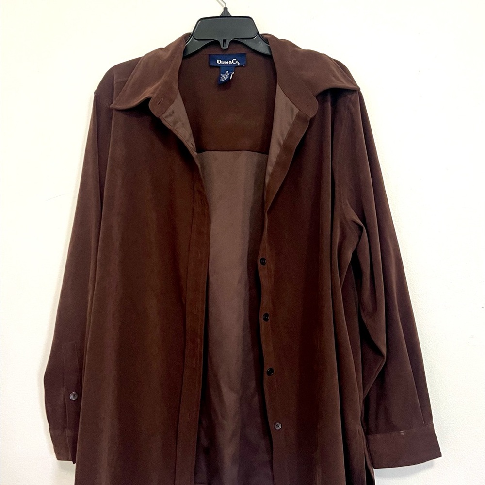 Denim&Co Deep Brown Button-Front Shirt Jacket